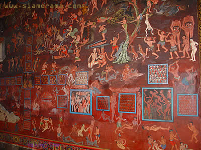 Wat Saket hell mural, Bangkok, Thailand
